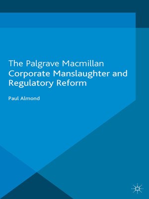 cover image of Corporate Manslaughter and Regulatory Reform